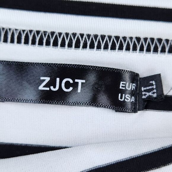 🍑Black & White Striped Off Shoulder Bell Sleeve Top XLarge - Picture 12 of 13